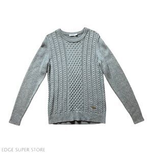 J Lindeberg Light Gray Knit Merino Italian Wool Crew Neck Sweater Size Small